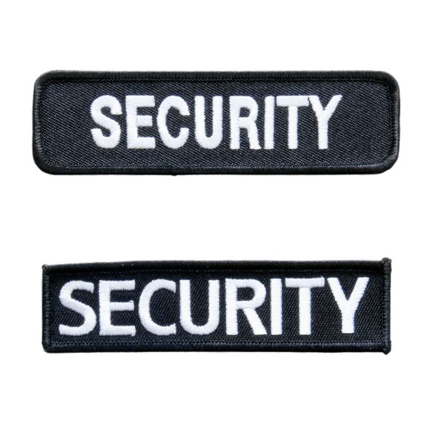 Security text in white on black cloth