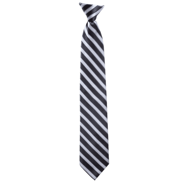 Black and white stripes tie front view